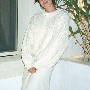 Shona Joy ivory cableknit sweater, size M